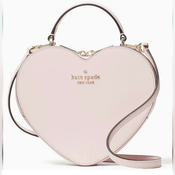 Kate Spade Love Shack Heart Crossbody Bag Chalk Pink Saffiano Leather Rare - Picture 2 of 7